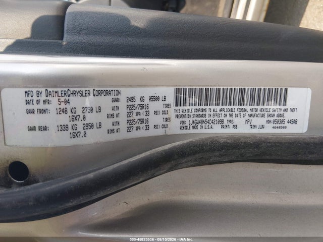 Продажа на аукционе авто 2004 Jeep Grand Cherokee Laredo, vin: 1J4GW48N54C421098, номер лота: 45823536