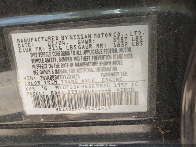 Продажа на аукционе авто 2024 Nissan Sentra S Xtronic Cvt, vin: 3N1AB8BV7RY291415, номер лота: 45823577