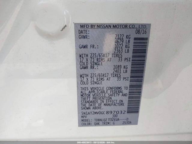 Nissan ROGUE SV 2016 5N1AT2MV0GC897032 Image 9