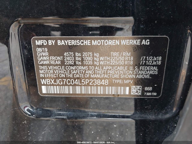 Продажа на аукционе авто 2020 Bmw X1 Sdrive28i, vin: WBXJG7C04L5P23848, номер лота: 45823672
