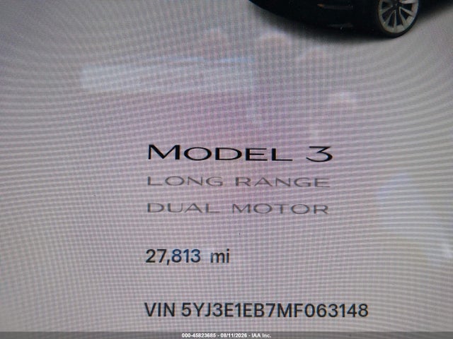 Aukcja sprzedaży 2021 Tesla Model 3 Long Range Dual Motor All-wheel Drive, vin: 5YJ3E1EB7MF063148, numer aukcji: 45823685