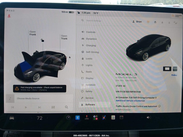 Aukcja sprzedaży 2021 Tesla Model 3 Long Range Dual Motor All-wheel Drive, vin: 5YJ3E1EB7MF063148, numer aukcji: 45823685
