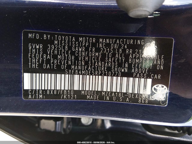 Toyota COROLLA LE 2024 5YFB4MDE5RP210770 Image 9