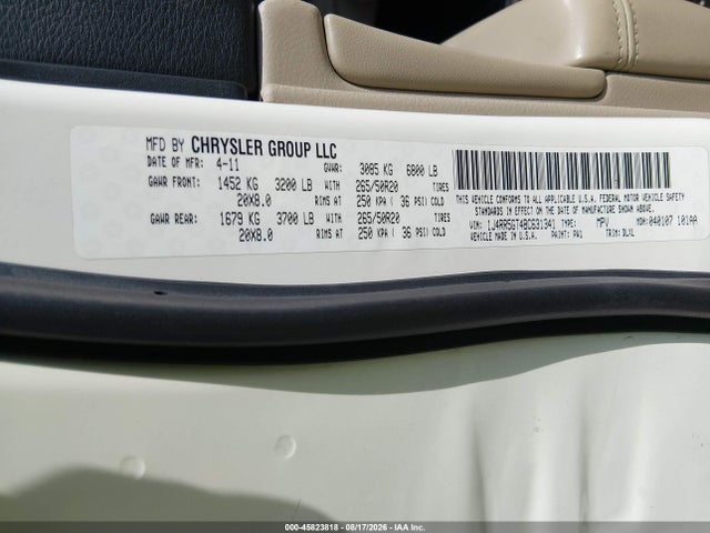 Aukcja sprzedaży 2011 Jeep Grand Cherokee Limited, vin: 1J4RR5GT4BC631341, numer aukcji: 45823818