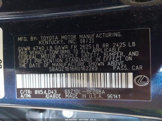 Продаж на аукціоні авто 2024 Lexus Es 350, vin: 58ADZ1B16RU162289, номер лоту: 45823828