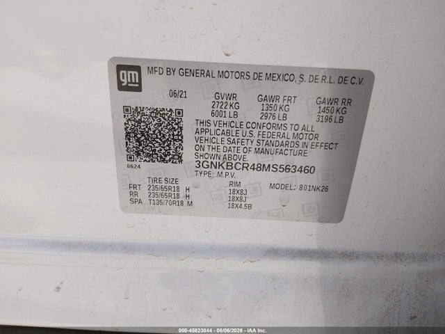 3GNKBCR48MS563460 Chevrolet Blazer Fwd 2lt