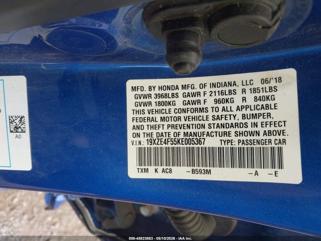 Продаж на аукціоні авто 2019 Honda Insight Ex, vin: 19XZE4F55KE005367, номер лоту: 45823863