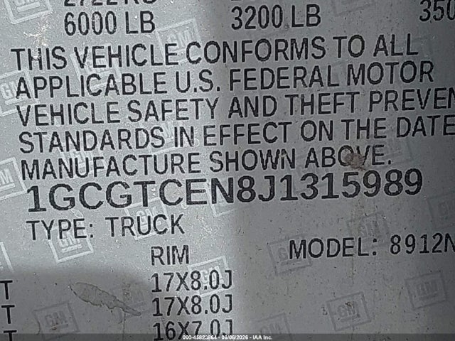 Продажа на аукционе авто 2018 Chevrolet Colorado Lt, vin: 1GCGTCEN8J1315989, номер лота: 45823864