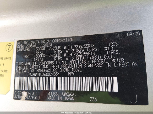 Продажа на аукционе авто 2006 Lexus Rx 400h, vin: JTJHW31UX60024834, номер лота: 45823880