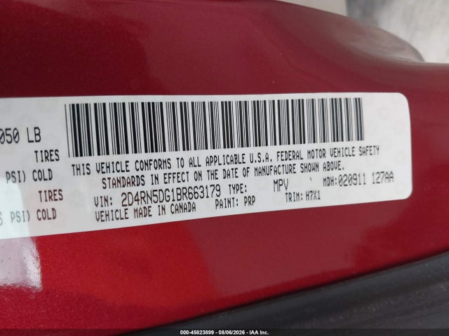 Продажа на аукционе авто 2011 Dodge Grand Caravan Crew, vin: 2D4RN5DG1BR663179, номер лота: 45823899