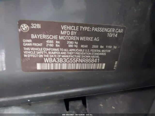 Продаж на аукціоні авто 2015 Bmw 328i Xdrive, vin: WBA3B3G55FNR86841, номер лоту: 45823907