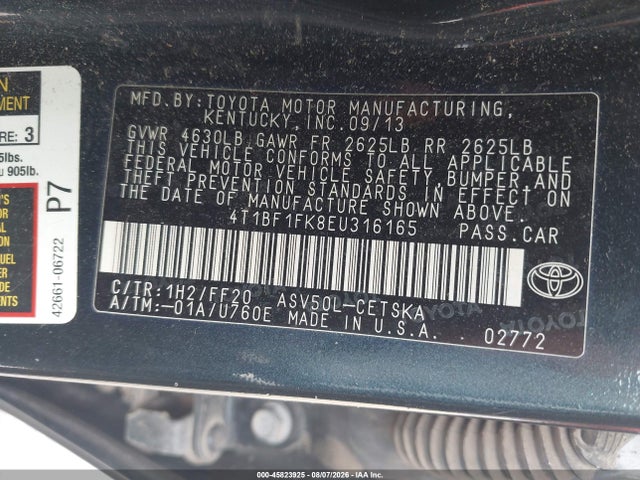Toyota CAMRY SE 2014 4T1BF1FK8EU316165 Image 9