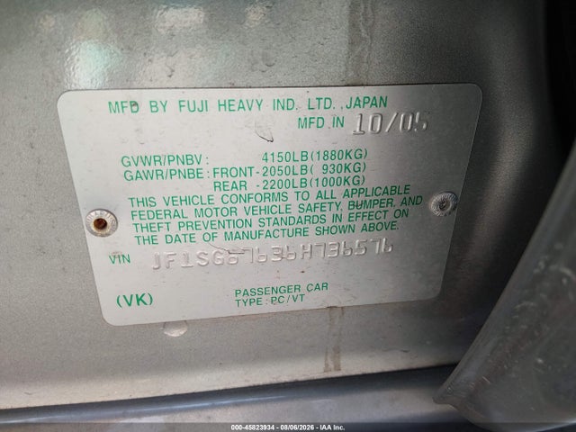 Продаж на аукціоні авто 2006 Subaru Forester 2.5x L.l. Bean Edition, vin: JF1SG67636H736576, номер лоту: 45823934