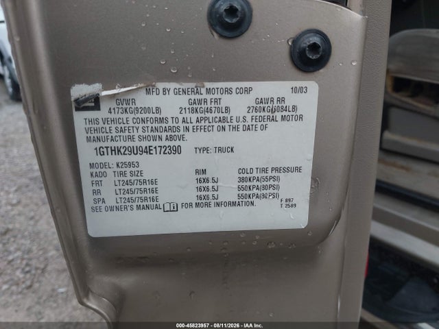 Продаж на аукціоні авто 2004 Gmc Sierra 2500hd Sle, vin: 1GTHK29U94E172390, номер лоту: 45823957