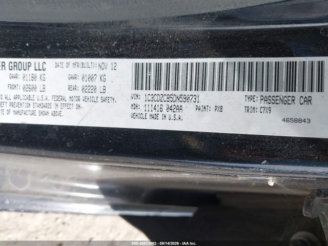 45823962 :رقم المزاد ، 1C3CDZCB5DN590731 vin ، 2013 Dodge Avenger Sxt مزاد بيع