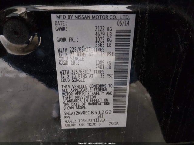 Nissan ROGUE S 2014 5N1AT2MV0EC851262 Image 9