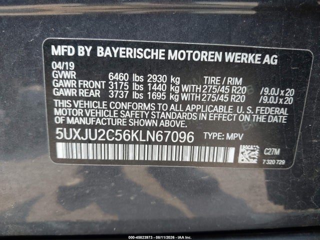 Aukcja sprzedaży 2019 Bmw X5 Xdrive50i, vin: 5UXJU2C56KLN67096, numer aukcji: 45823973