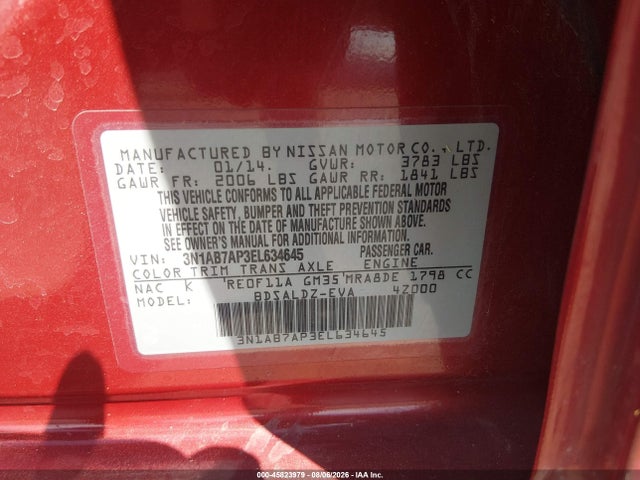 Nissan SENTRA SV 2014 3N1AB7AP3EL634645 Image 9