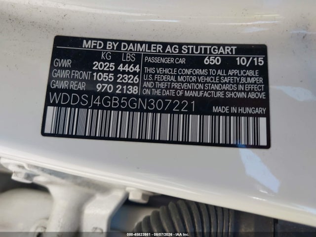 WDDSJ4GB5GN307221 Mercedes-Benz CLA 250 4MATIC