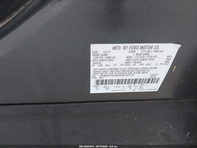 Aukcja sprzedaży 2017 Ford Explorer Xlt, vin: 1FM5K7DH8HGE32715, numer aukcji: 45824070