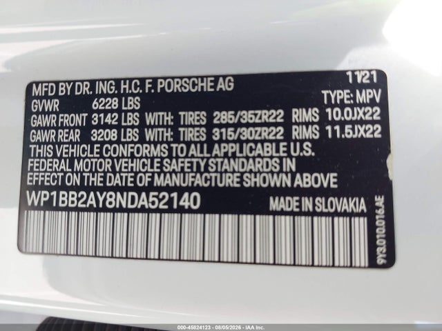 WP1BB2AY8NDA52140 Porsche Cayenne Coupe S/s Platinum Edition