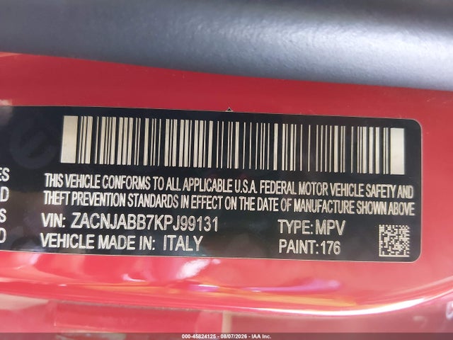 Aukcja sprzedaży 2019 Jeep Renegade Latitude Fwd, vin: ZACNJABB7KPJ99131, numer aukcji: 45824125