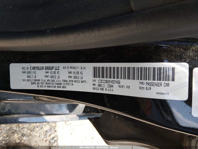 Продажа на аукционе авто 2015 Chrysler 200 S, vin: 1C3CCCBB3FN557456, номер лота: 45824150