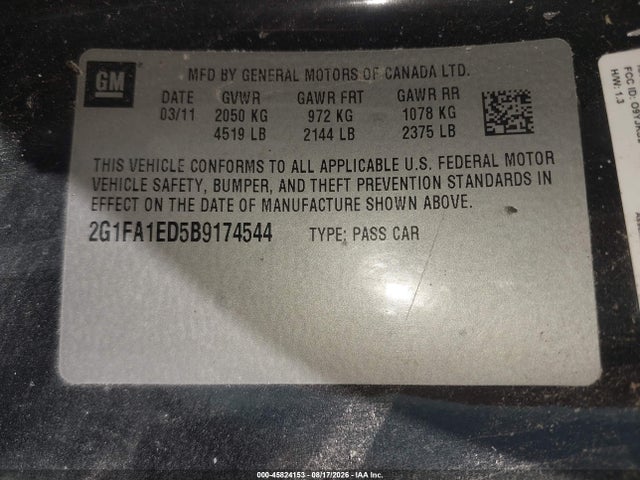 Продаж на аукціоні авто 2011 Chevrolet Camaro 2ls, vin: 2G1FA1ED5B9174544, номер лоту: 45824153