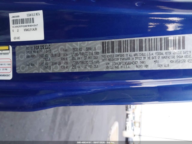 Продаж на аукціоні авто 2019 Jeep Wrangler Unlimited Rubicon 4x4, vin: 1C4HJXFG3KW604347, номер лоту: 45824181
