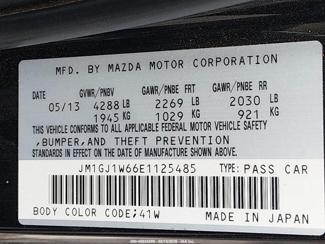 JM1GJ1W66E1125485 Mazda Mazda6 I Grand Touring
