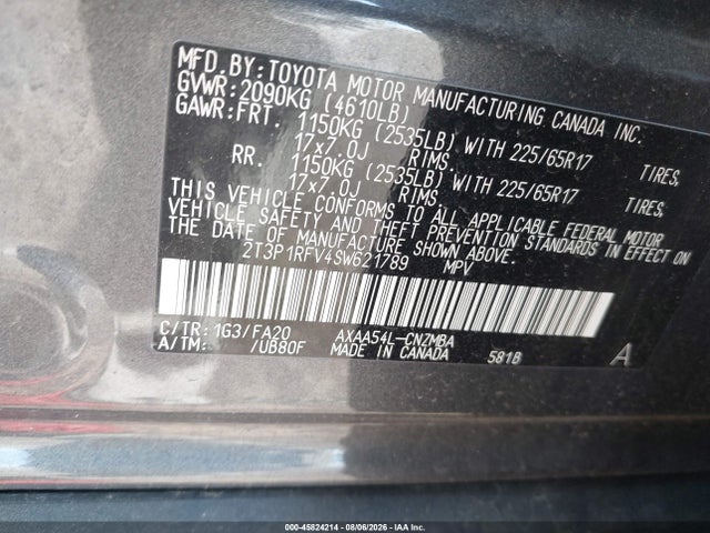 2T3P1RFV4SW621789 Toyota Rav4 Xle