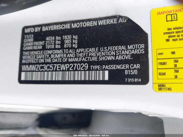45824238 :رقم المزاد ، WMWZC3C57EWP27029 vin ، 2014 Mini Countryman Cooper S مزاد بيع