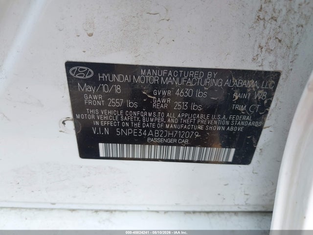 Продаж на аукціоні авто 2018 Hyundai Sonata Limited 2.0t+, vin: 5NPE34AB2JH712079, номер лоту: 45824241