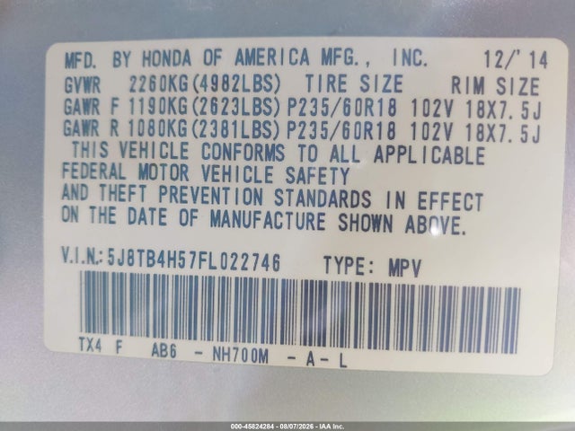 Acura RDX 2015 5J8TB4H57FL022746 Image 9