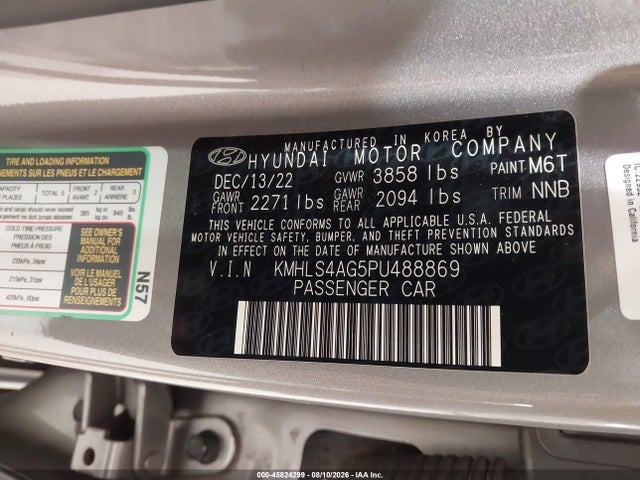 2023 Hyundai Elantra Sel მანქანა იყიდება აუქციონზე, vin: KMHLS4AG5PU488869, აუქციონის ნომერი: 45824299