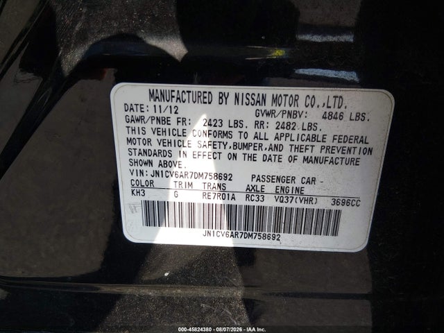 Продажа на аукционе авто 2013 Infiniti G37x, vin: JN1CV6AR7DM758692, номер лота: 45824380