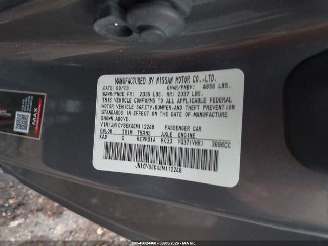 45824460 :رقم المزاد ، JN1CV6EK4EM112248 vin ، 2014 Infiniti Q60 Journey مزاد بيع