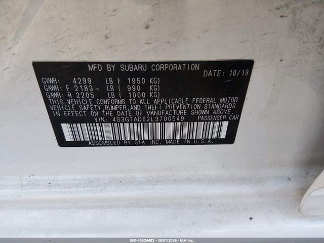 Продажа на аукционе авто 2020 Subaru Impreza Premium 5-door, vin: 4S3GTAD62L3700549, номер лота: 45824482