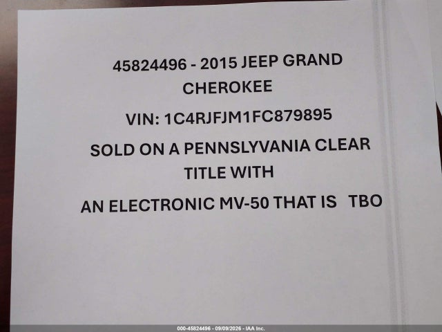 Aukcja sprzedaży 2015 Jeep Grand Cherokee Summit, vin: 1C4RJFJM1FC879895, numer aukcji: 45824496
