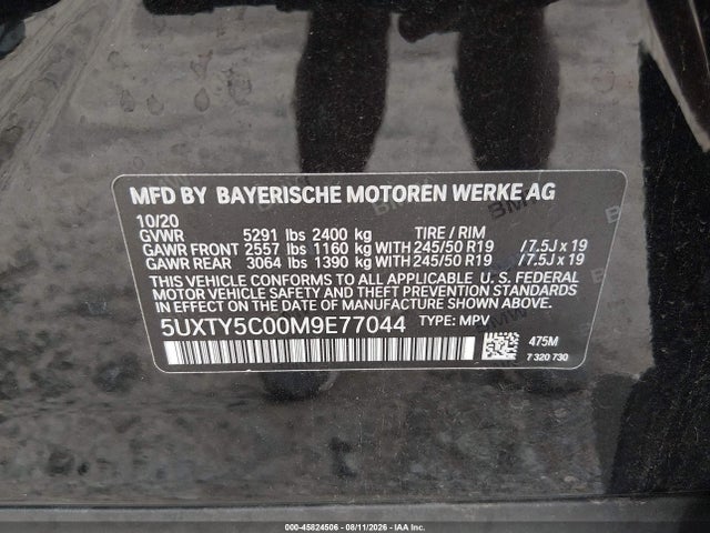 2021 Bmw X3 Xdrive30i მანქანა იყიდება აუქციონზე, vin: 5UXTY5C00M9E77044, აუქციონის ნომერი: 45824506