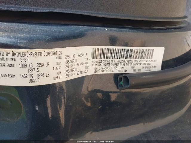 45824511 :رقم المزاد ، 1J8HR58278C117511 vin ، 2008 Jeep Grand Cherokee Limited مزاد بيع