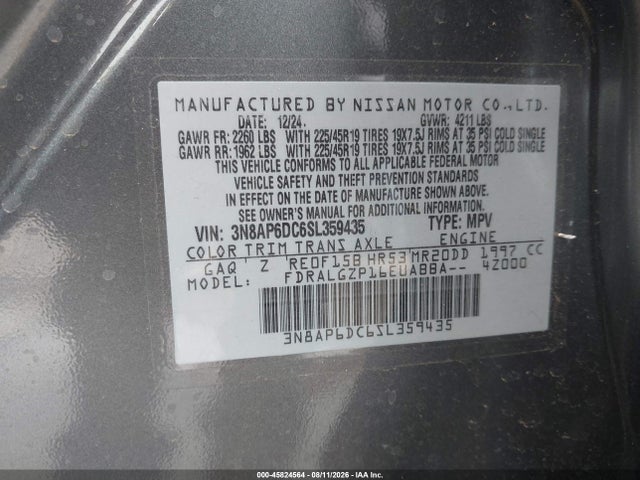3N8AP6DC6SL359435 Nissan Kicks Sr Fwd