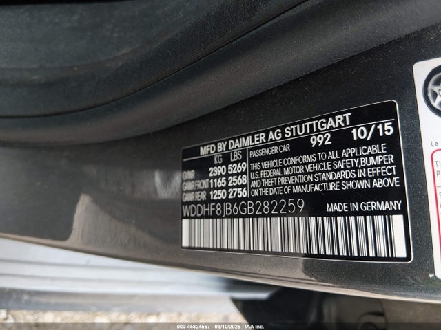45824567 :رقم المزاد ، WDDHF8JB6GB282259 vin ، 2016 Mercedes-benz E 350 4matic مزاد بيع