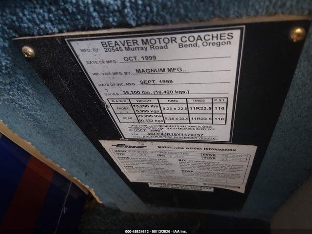 Продаж на аукціоні авто 2000 Beaver Motor Home, vin: 4SLF4JR18Y1170757, номер лоту: 45824612