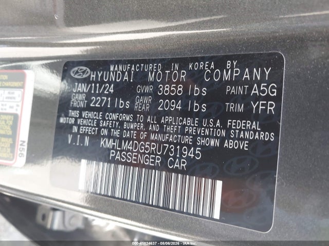 KMHLM4DG5RU731945 Hyundai ELANTRA SEL