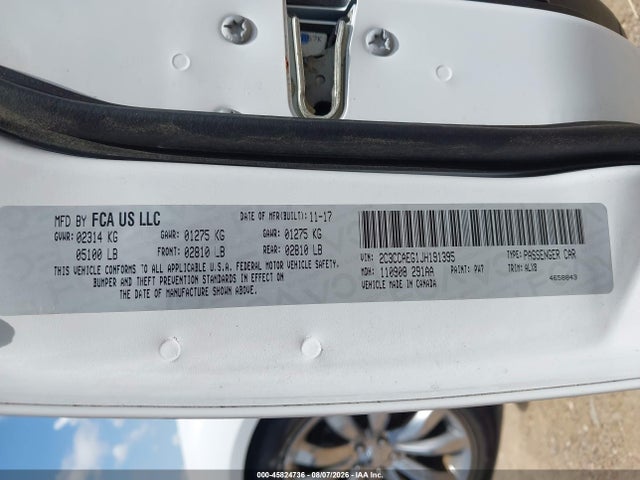 Aukcja sprzedaży 2018 Chrysler 300 Limited, vin: 2C3CCAEG1JH191395, numer aukcji: 45824736