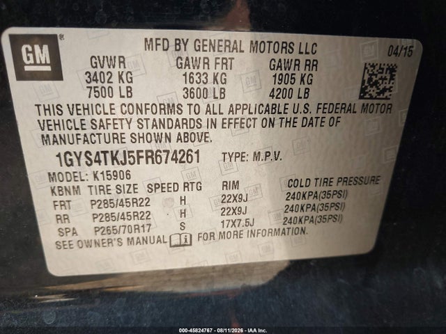 Cadillac Escalade Esv Premium 2015 1GYS4TKJ5FR674261 Image 9