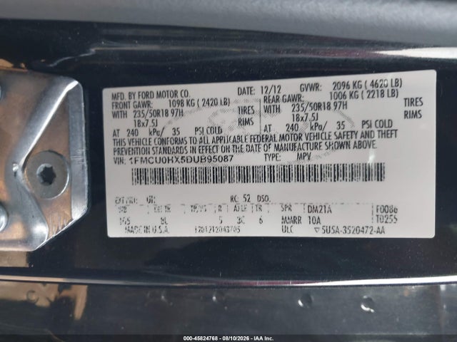 Aukcja sprzedaży 2013 Ford Escape Sel, vin: 1FMCU0HX5DUB95087, numer aukcji: 45824768