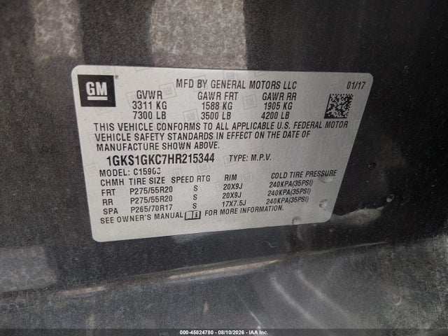 Продажа на аукционе авто 2017 Gmc Yukon Xl Slt, vin: 1GKS1GKC7HR215344, номер лота: 45824780