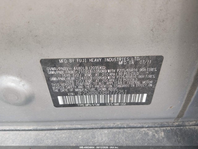 Продаж на аукціоні авто 2011 Subaru Forester 2.5x, vin: JF2SHBBC0BH772251, номер лоту: 45824804